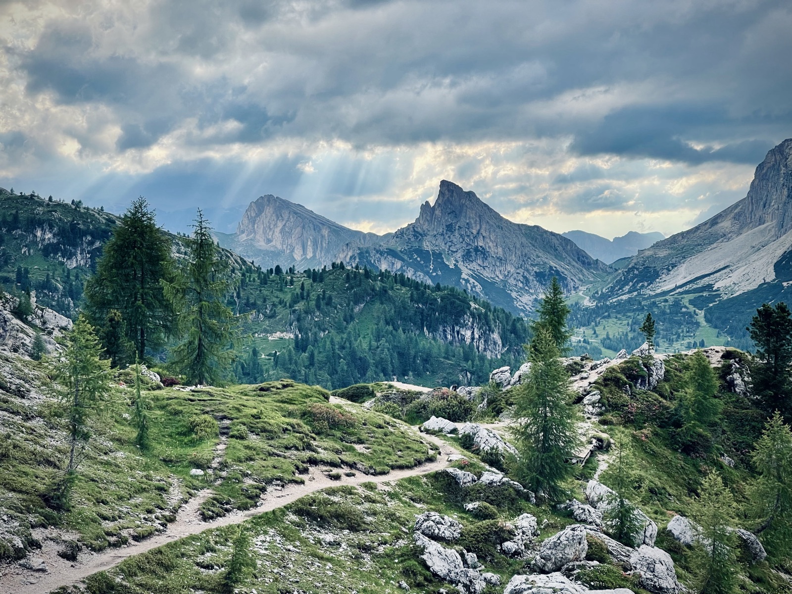 sunbeams on the trail · dolomites